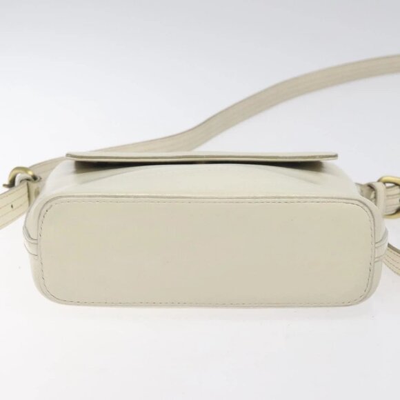 BURBERRY Shoulder Bag Leather White Auth